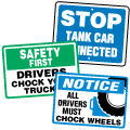 Wheel and Rail Chock Signs