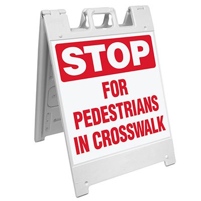 Stop For Pedestrians In Crosswalk Barricade