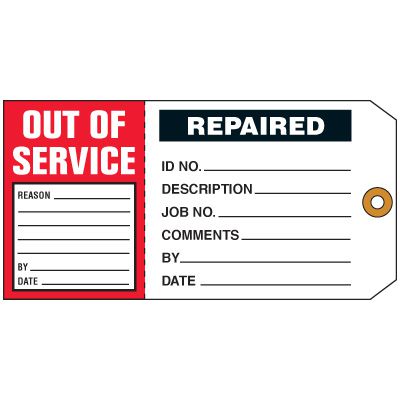 Out of Service/Repaired 2-in-1 Status Tag