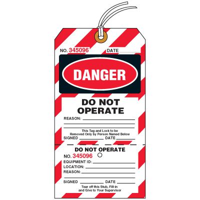 Two-Part Lockout Tags - Danger Do Not Operate