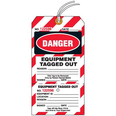 Two-Part Lockout Tagout Tags - Danger Equipment Tagged Out