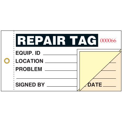 3-Part Status Tag - Repair Tag