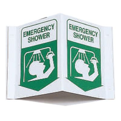 3-Way View First Aid & Eyewash Sign - Emergency Shower