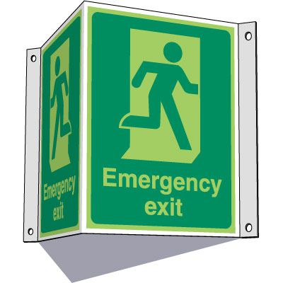 3-Way Running Man Emergency Exit Sign