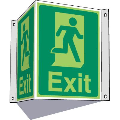 3-Way Running Man Exit Sign