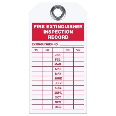 Plastic Fire Extinguisher Inspection Tags - 2022-2025