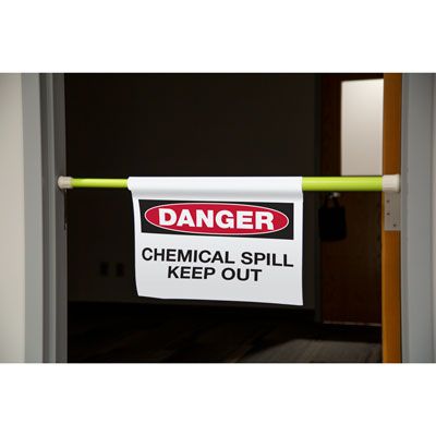 Danger Chemical Spill Keep Out Hanging Doorway Barricade Sign Kit