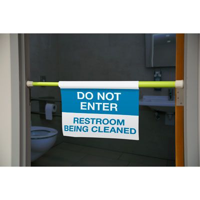 Do Not Enter Restroom Hanging Doorway Barricade Sign Kit