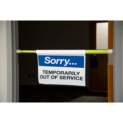Sorry… Temporarily Out Of Service Hanging Doorway Barricade Sign Kit