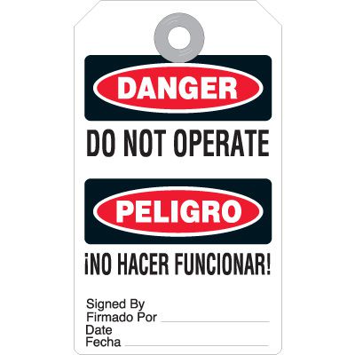Bilingual Do Not Operate Tag