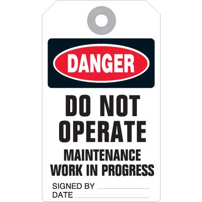 Do Not Operate Accident Prevention Tag