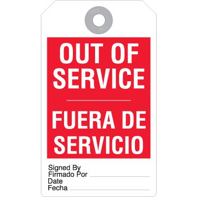 Bilingual Out Of Service Accident Prevention Tag