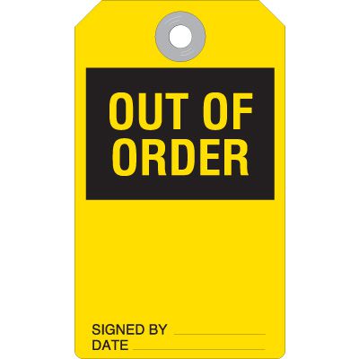 Accident Prevention Tags - Out Of Order