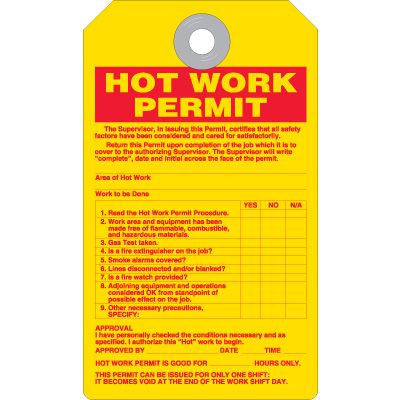Hot Work Permit Accident Prevention Tag