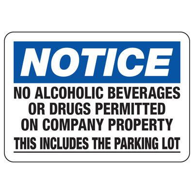 Notice Signs - No Alcohol Or Drugs Permitted Sign