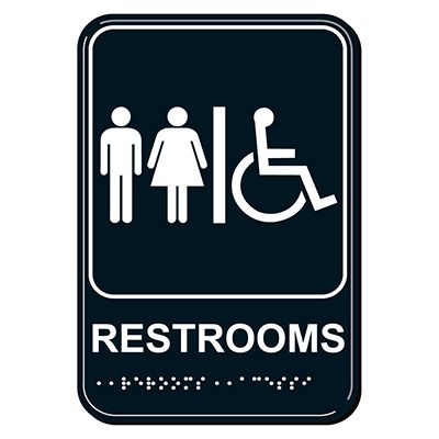 ADA Wheelchair Accessible Restroom Signs-Men/Women