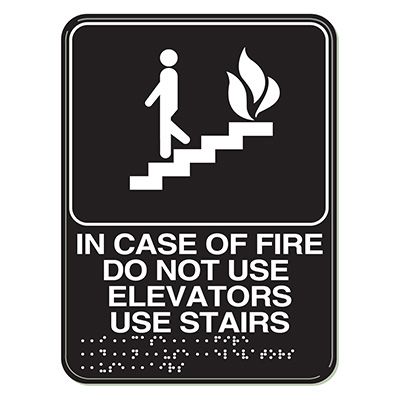 Braille Signs - In Case Of Fire Use Stairs