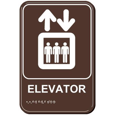 Elevator - ADA Braille Sign with Symbol