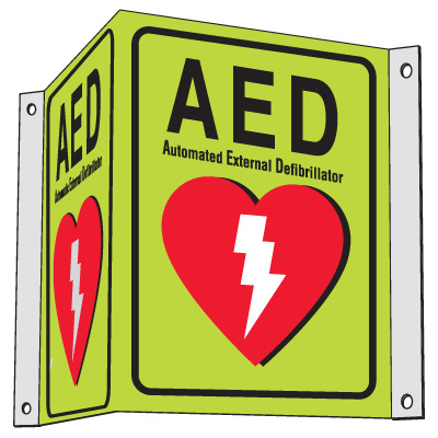 3-Way View Luminous AED Sign - Automated External Defibrillator