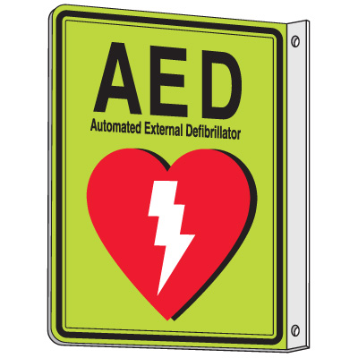 2-Way View Luminous AED Sign - Automated External Defibrillator