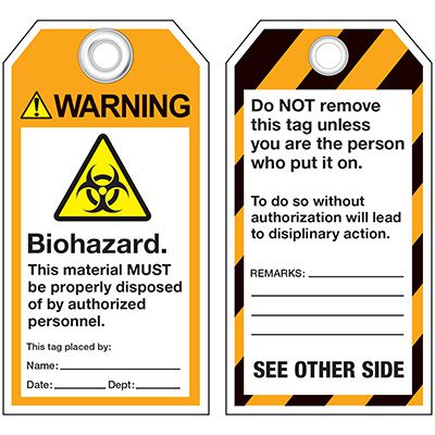 ANSI Warning Safety Tags: Biohazard