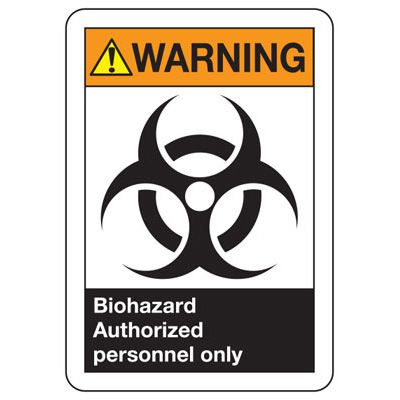 ANSI Signs - Warning Biohazard Authorized Personnel Only