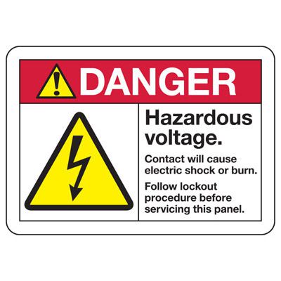 ANSI Danger Signs - Hazardous Voltage