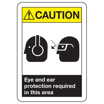 Caution Signs - Ear & Eye Protection Required