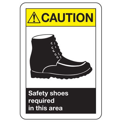 Caution Signs - Safety Shoes Required In This Area