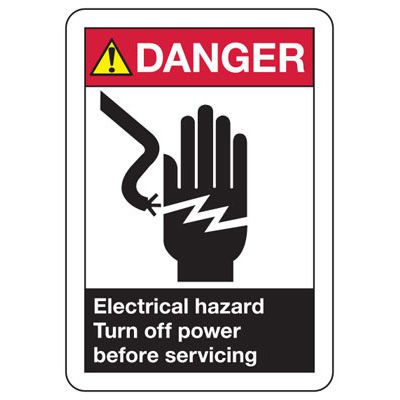 ANSI Danger Sign - Electrical Hazard Turn Off Power