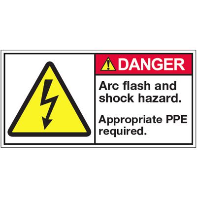 ANSI Warning Labels - Danger Arc Flash And Shock Hazard