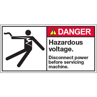 ANSI Warning Labels - Danger Hazardous Voltage Disconnect