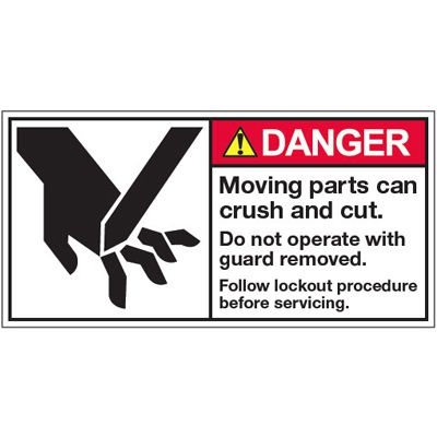 ANSI Warning Labels - Danger Moving Parts Follow Lockout