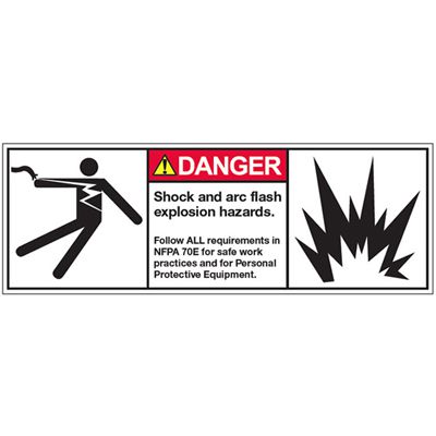 ANSI Warning Labels - Danger Shock And Arc Flash Explosion