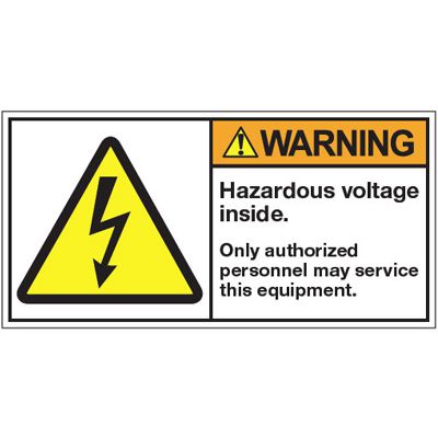 ANSI Warning Labels - Warning Hazardous Voltage Inside