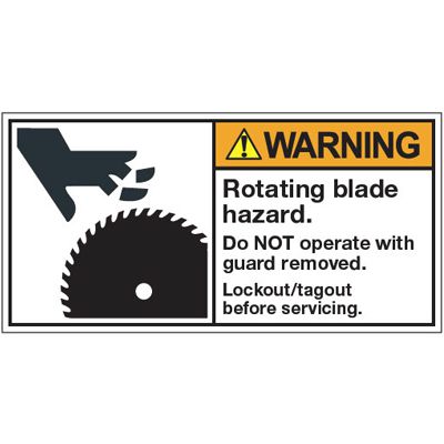 ANSI Warning Labels - Warning Rotating Blade Hazard