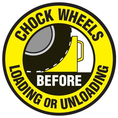 Floor Safety Signs - Chock Wheels Before Loading Or Unloading