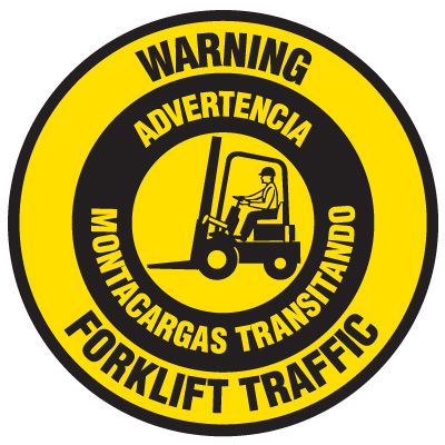 Bilingual Floor Safety Signs - Warning Forklift Traffic