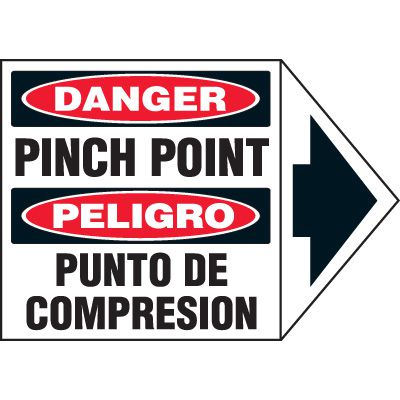 Bilingual Arrow Labels - Danger Pinch Point