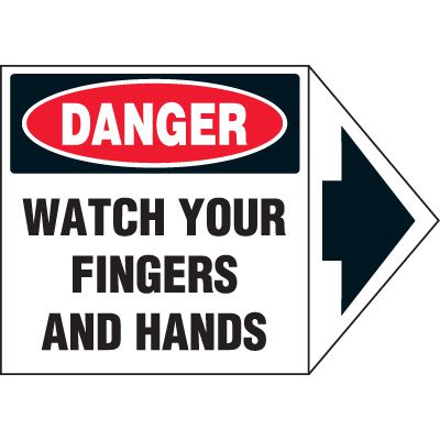 Arrow Labels - Danger Watch Your Fingers And Hands