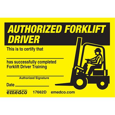 Certification Wallet Card - Authorized Forklift Driver
