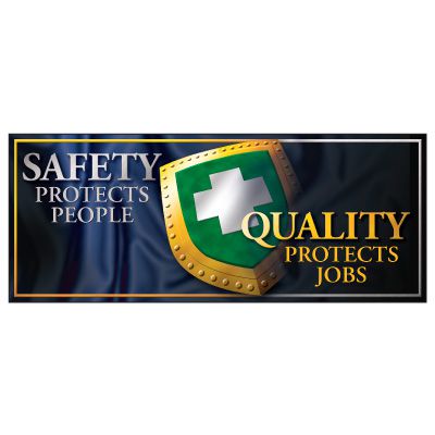 Safety Protects People Shield Banner - Horizontal