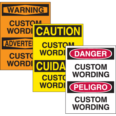 Custom Bilingual Hazard Warning Labels