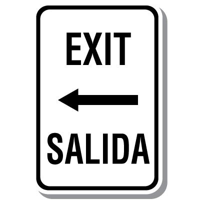 Bilingual Parking Sign - Exit with Arrow Left