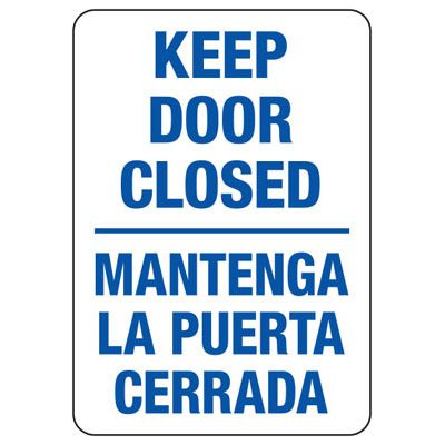Bilingual Keep Door Closed Sign