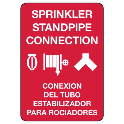 Bilingual Sprinkler Standpipe Connection Sign