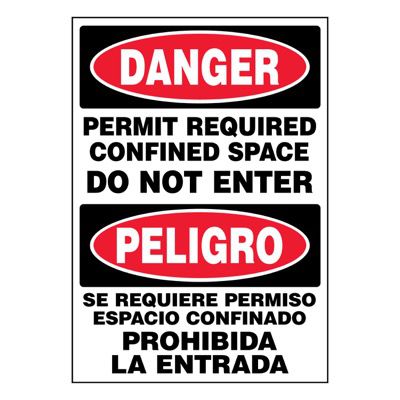 Bilingual Super-Stik Signs - Danger Permit Required