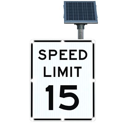 BlinkerSign® Solar Powered Flashing LED Signs - SPEED LIMIT 15
