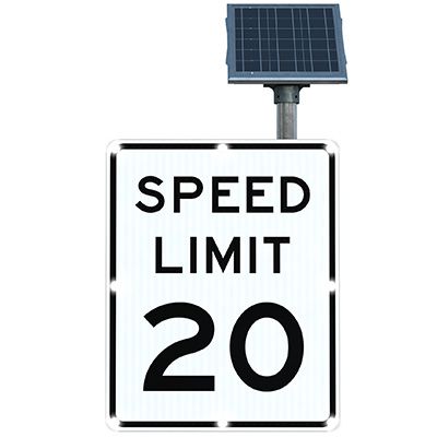 BlinkerSign® Solar Powered Flashing LED Signs - SPEED LIMIT 20