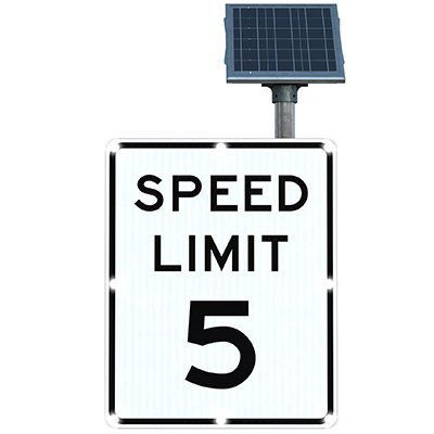 BlinkerSign® Solar Powered Flashing LED Signs - SPEED LIMIT 5